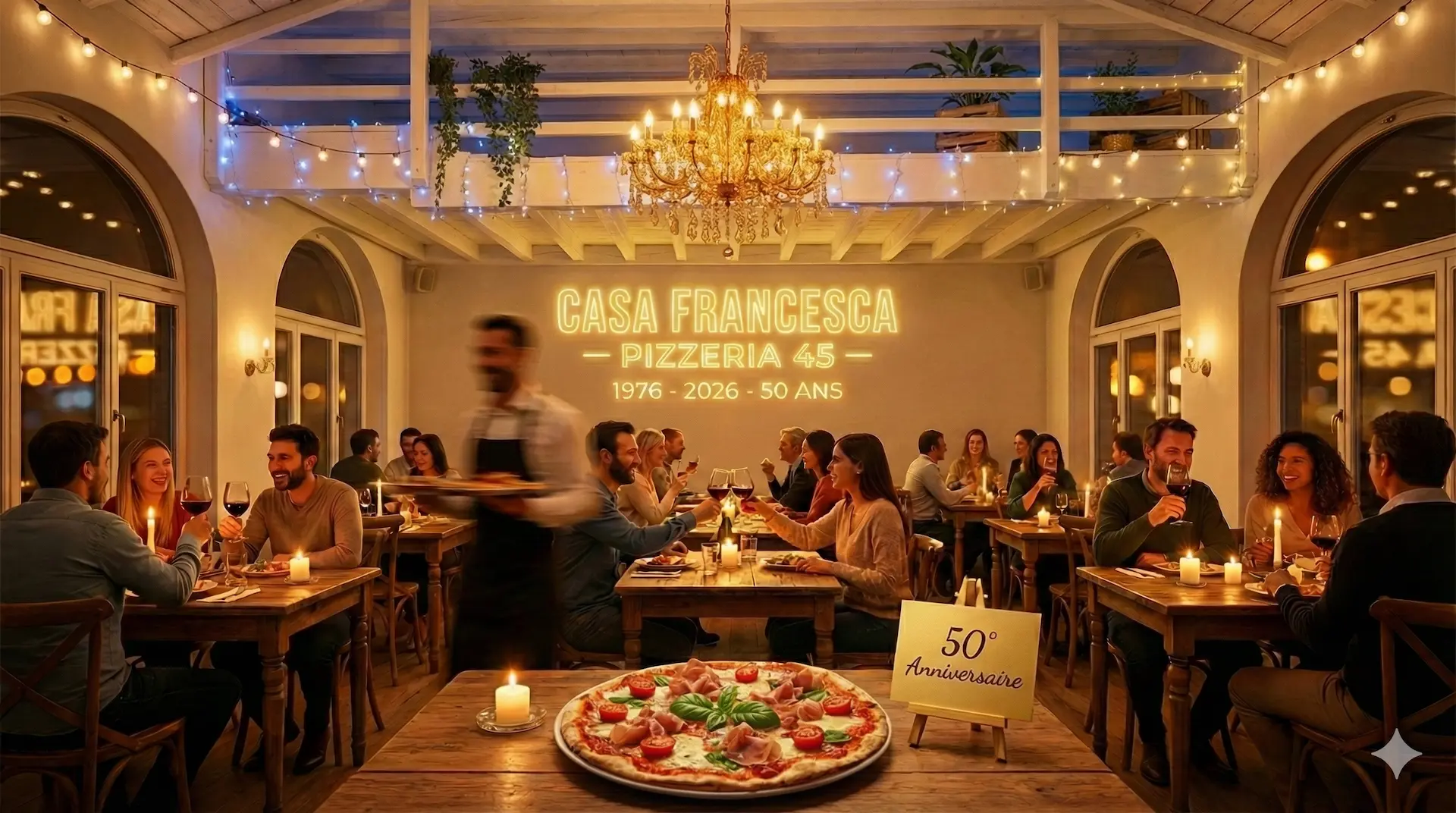 Interieur restaurant Casa Francesca Pizzeria 45 Andernos 50 ans anniversaire