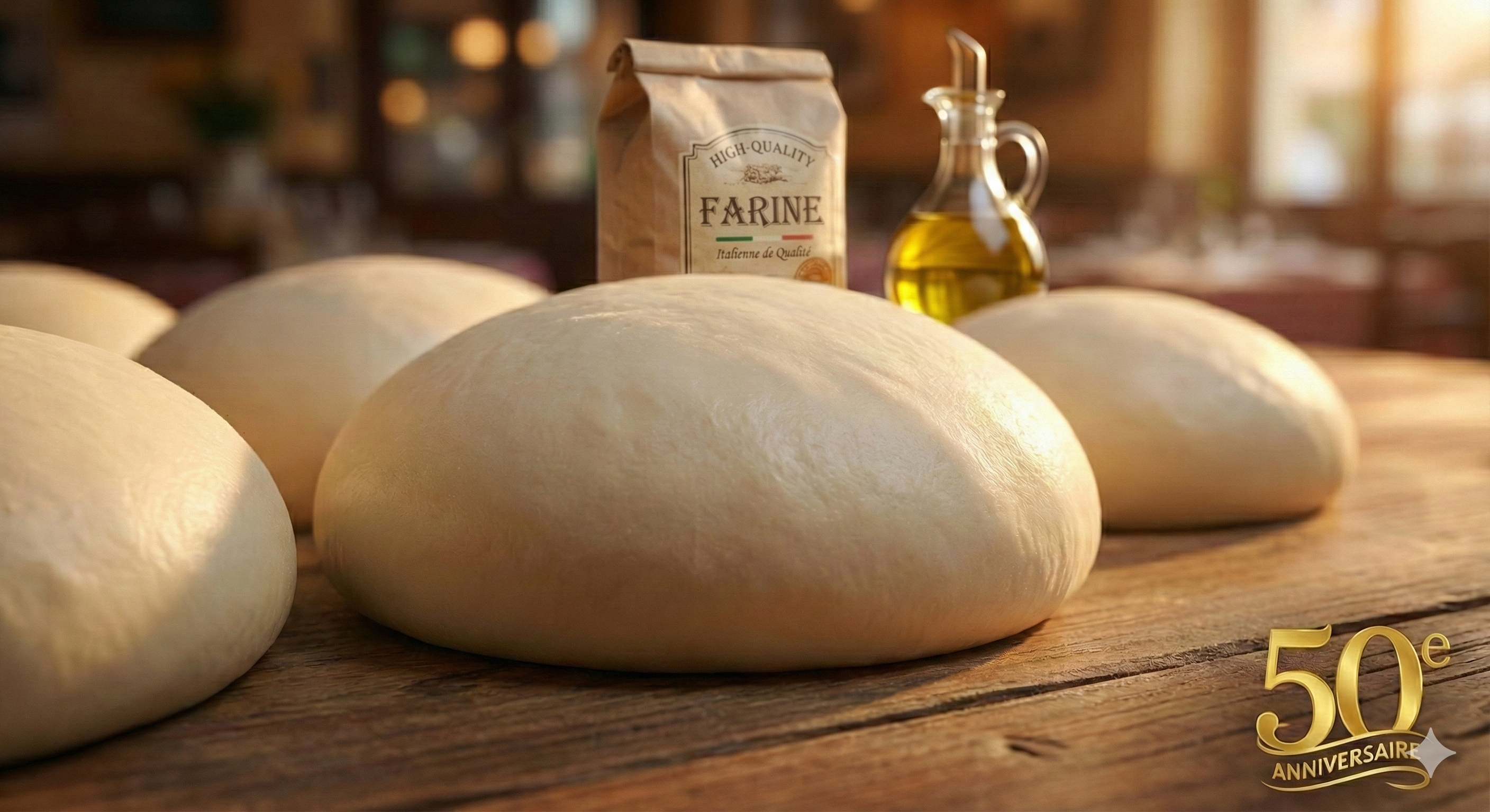 Pâtons de pâte à pizza romaine à maturation lente chez Casa Francesca, pizzeria artisanale à Andernos-les-Bains : le secret d'une pizza légère et digeste.